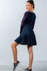 Ladies fashion  navy and purple color-block swing dress