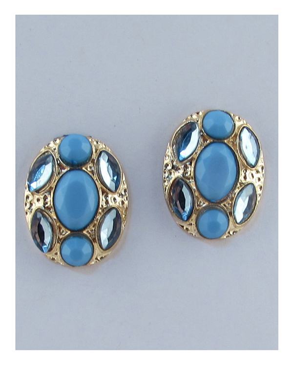 Oval faux stone earrings