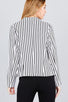 Long sleeve notched collar princess seam w/back slit striped jacket