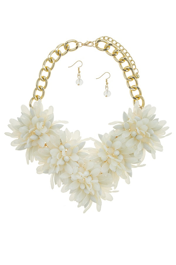 Acrylic flower statement necklace set