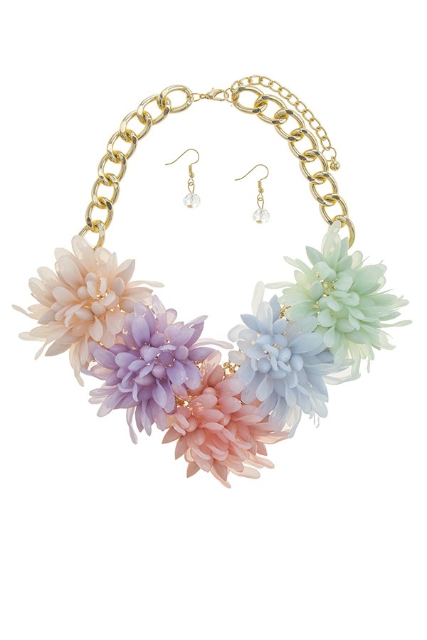 Acrylic flower statement necklace set