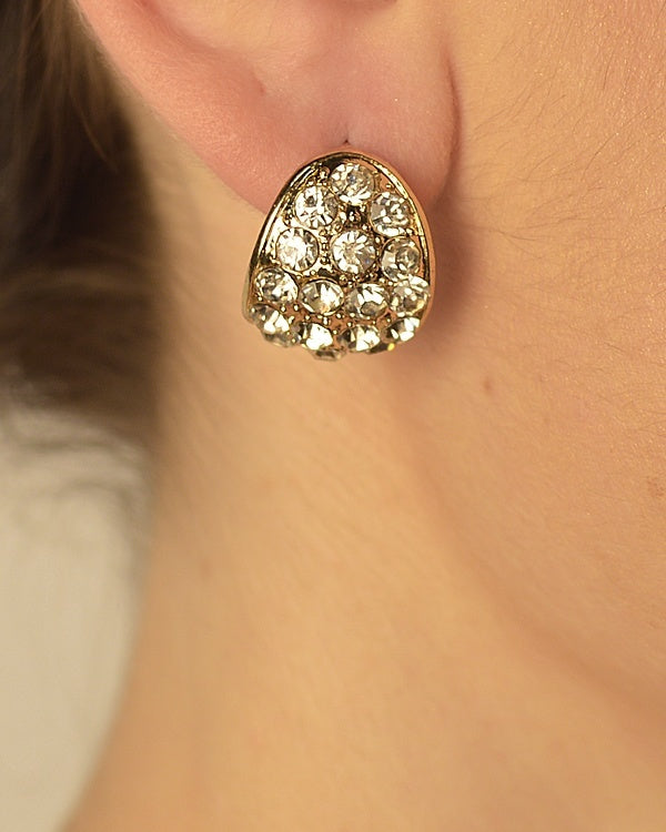 Oval Shaped Stone Studded Earrings