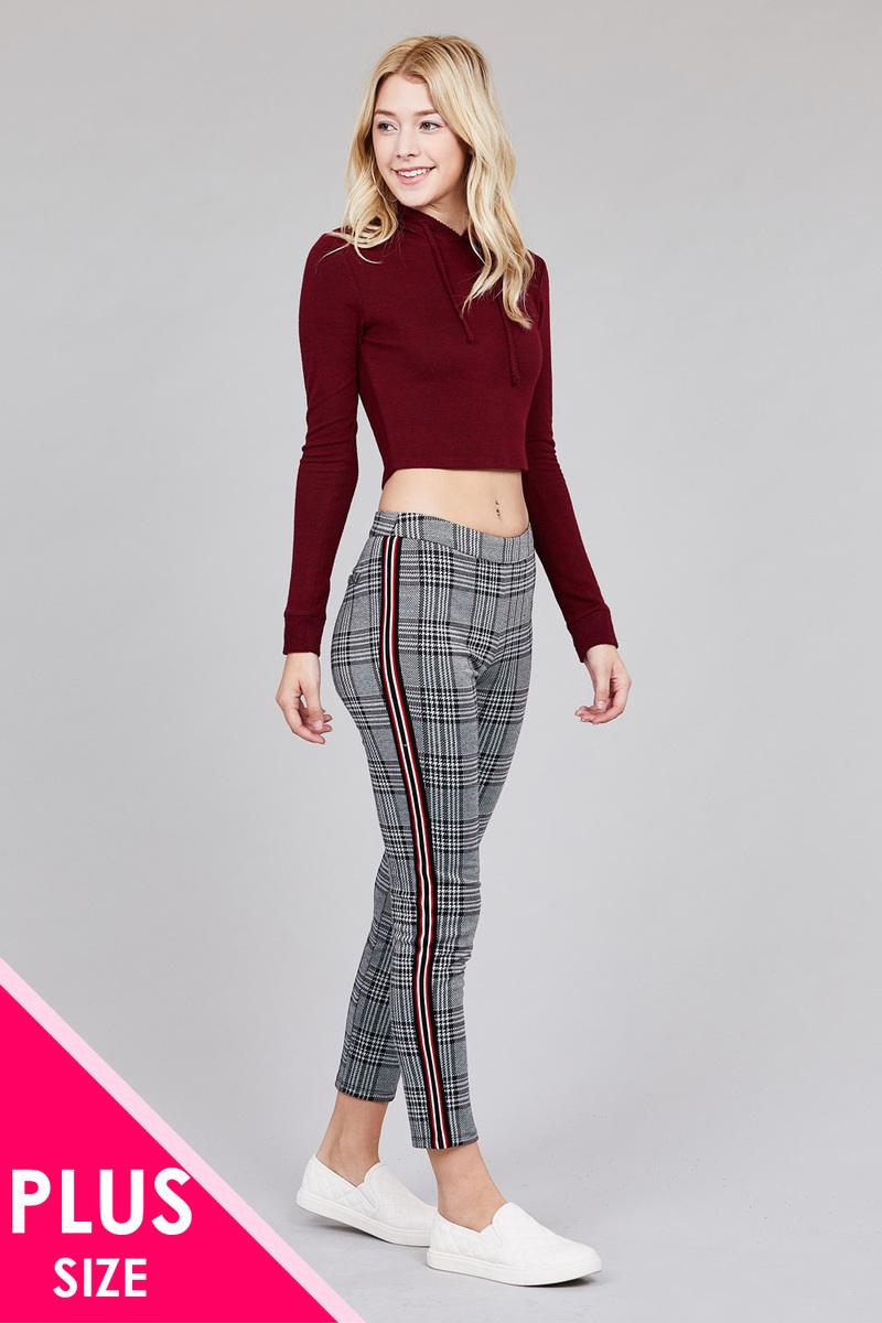 Side tape detail jacquard long pants