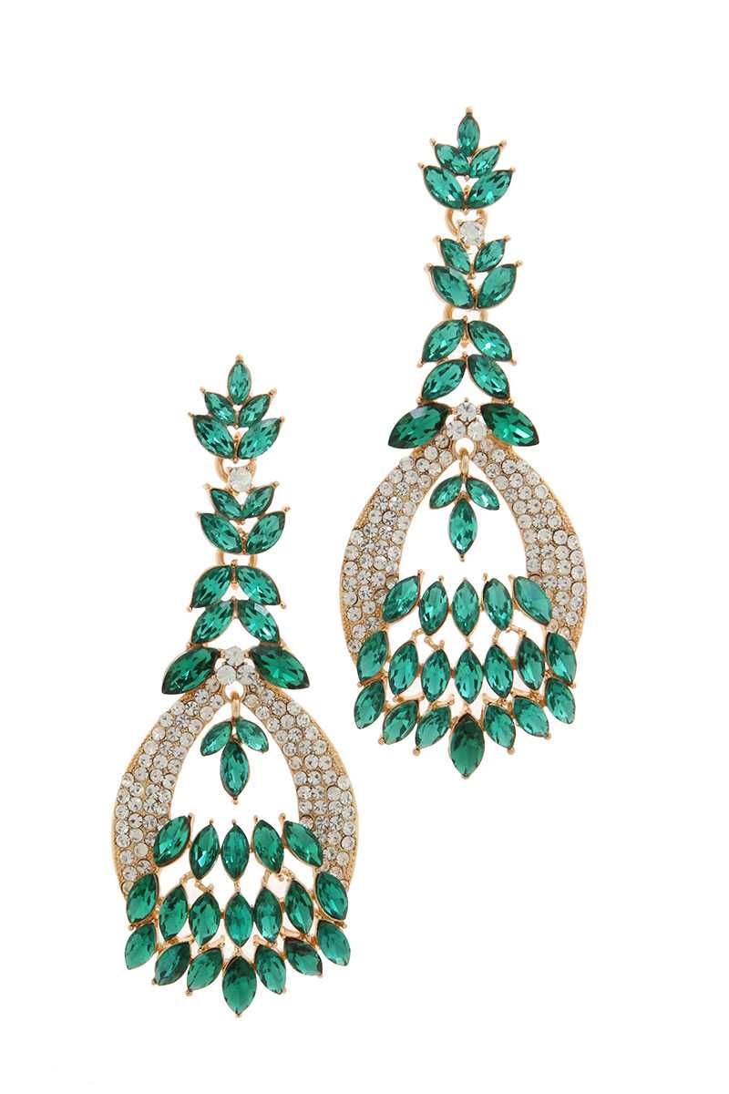 Marquise shape rhinestone post drop earring