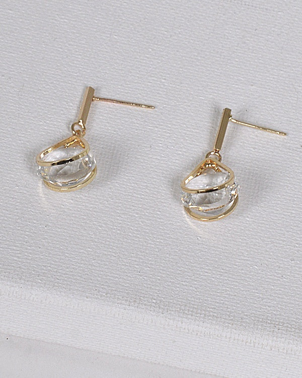 Drop Earrings with Clear Crystals