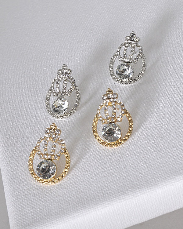 Crystal and Stone Studded Tear Drop Shaped Earrings