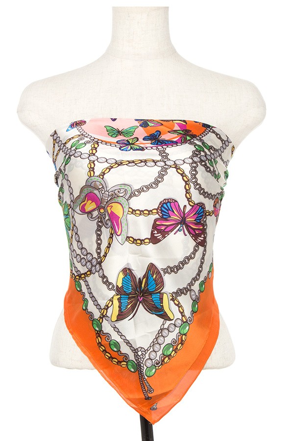 Butterfly mix silk scarf