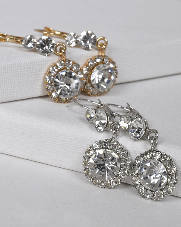 Crystal and Stone Studded Drop Earrings with Lever Back id.31436