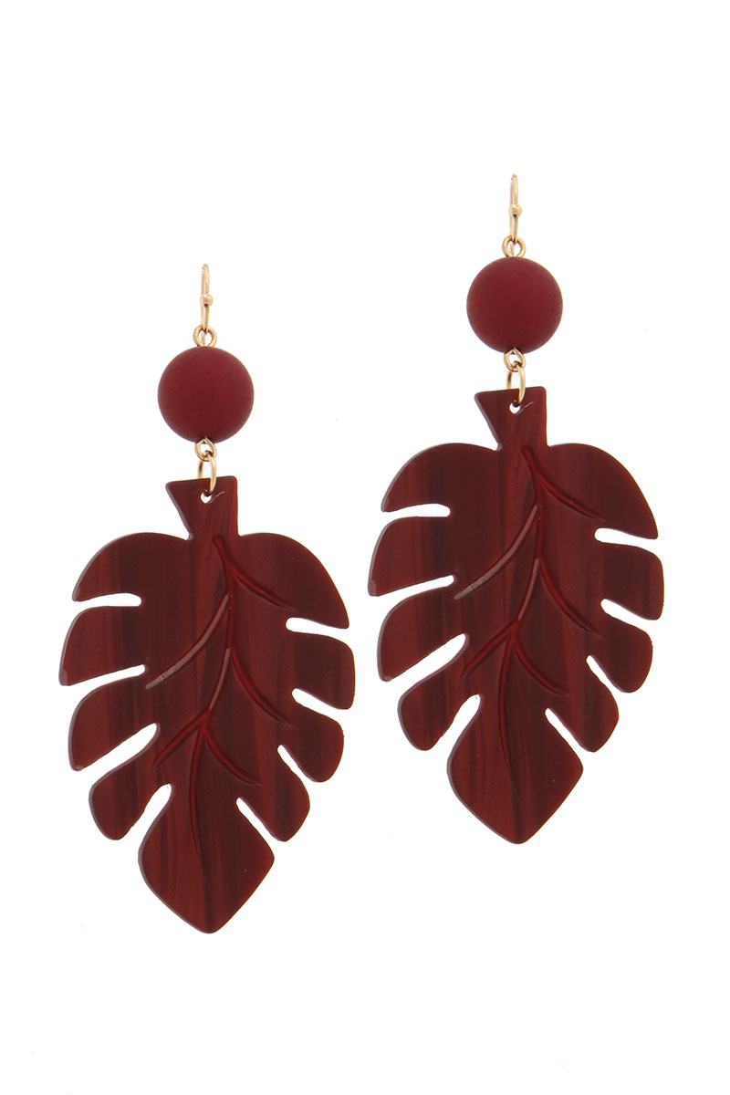 Acetate tropical leaf bead drop earring