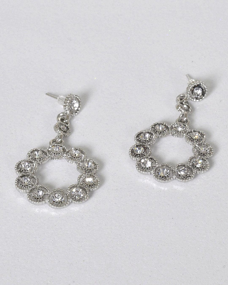 Stylish Ring Design Crystal Studded Drop Earrings