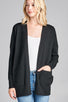 Ladies fashion plus size long dolmen sleeve open front w/pocket sweater cardigan