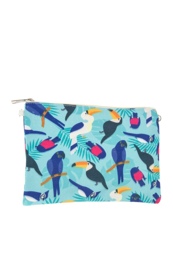 Ladies fashion mix bird print clutch bag