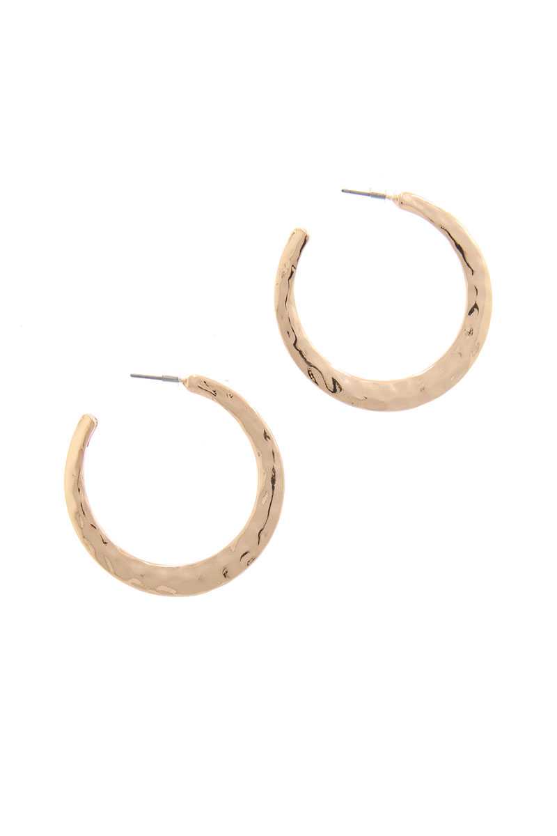 Hammered Open Circle Drop Earring