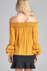 Ladies fashion long sleeve w/ruffle off the shoulder woven top