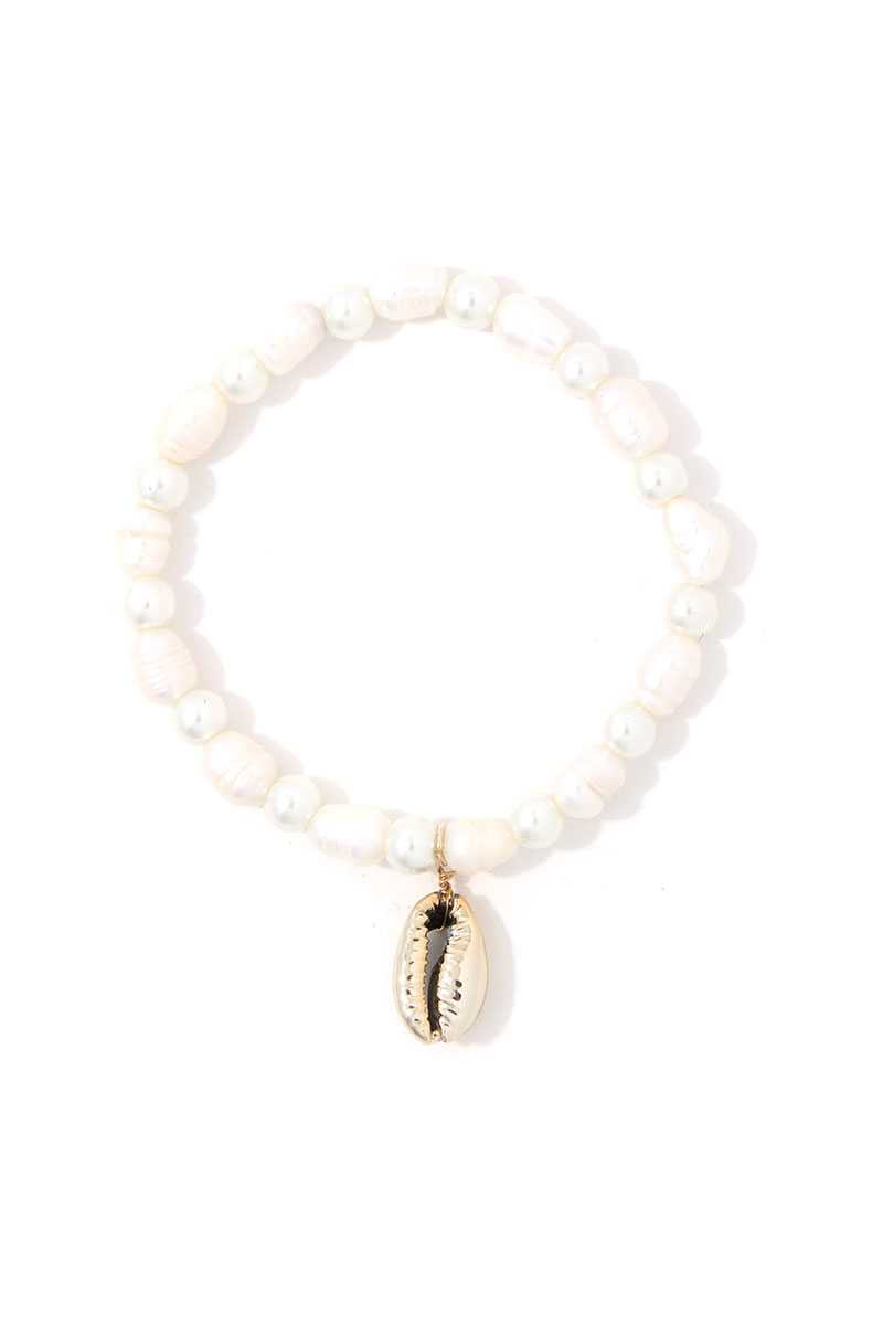 Cowrie Shell Beaded Stretch Bracelet