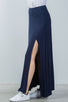 Ladies fashion elastic waist band side slit long skirt