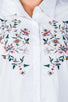 Ladies fashion plus size floral embroidered button down shirt