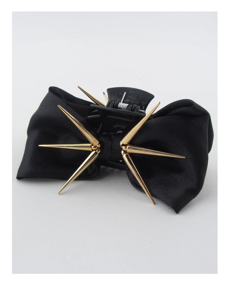 Bow hair jaw clip w/decorative spikes