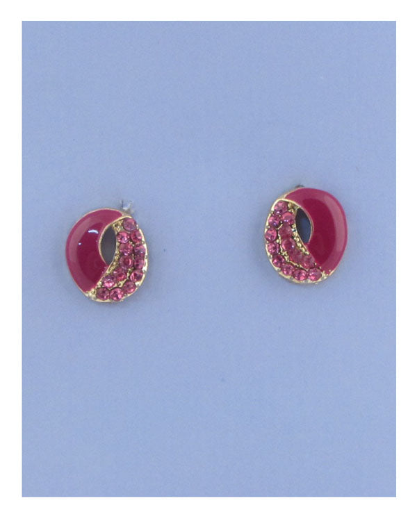 Round earrings w/rhinestone