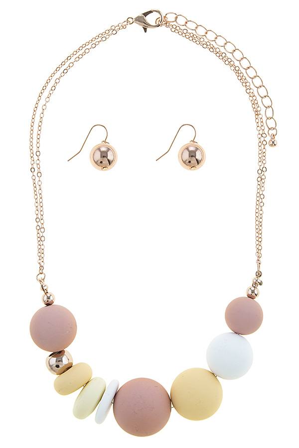 Sliding matte ball necklace set