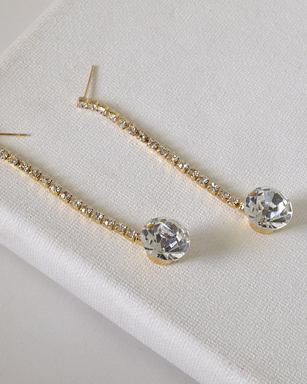 Rhinestones and Crystal Studded Drop Earrings