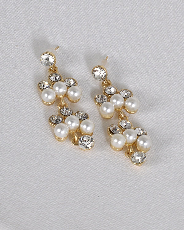 Crystal and Pearl Embellished Drop Earrings