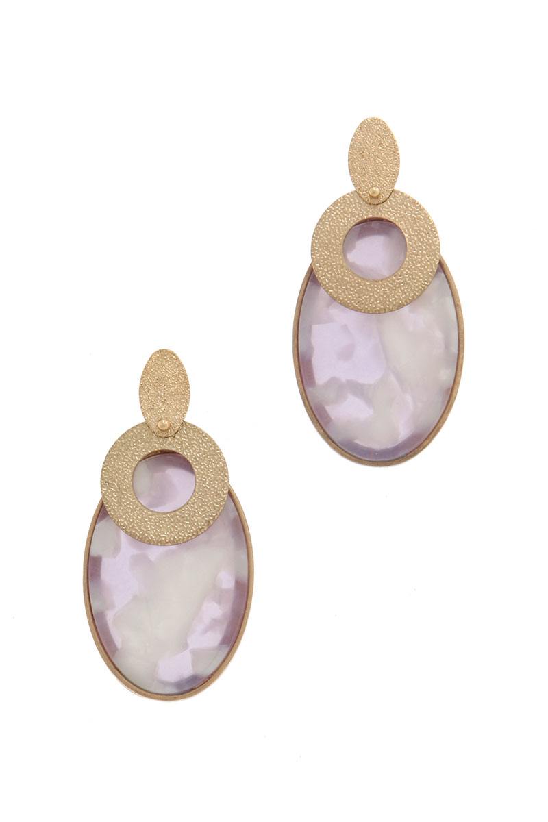 Actetate oval shape post drop earring