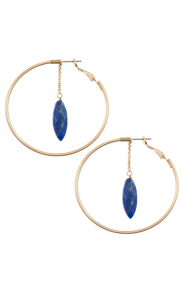 Ladies faceted semi precious marquise link round earring