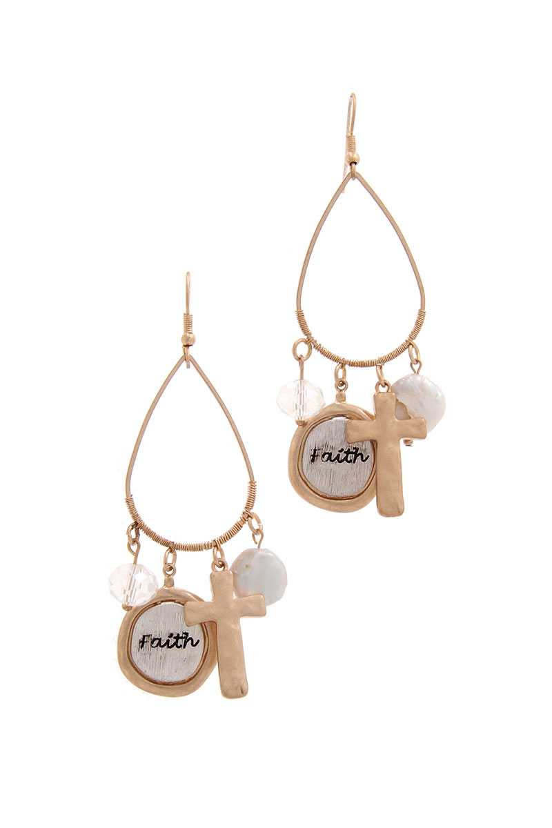 Faith Cross Charm Drop Earring