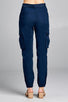 Ladies fashion waist button elastic hem w/snap button cargo pants