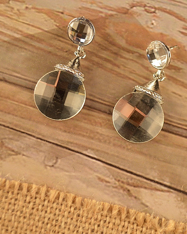 Round Crystal Drop Earrings