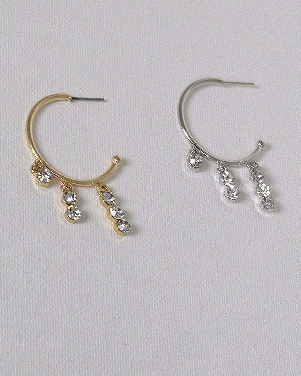 Hoops Earrings With Crystal Pendants