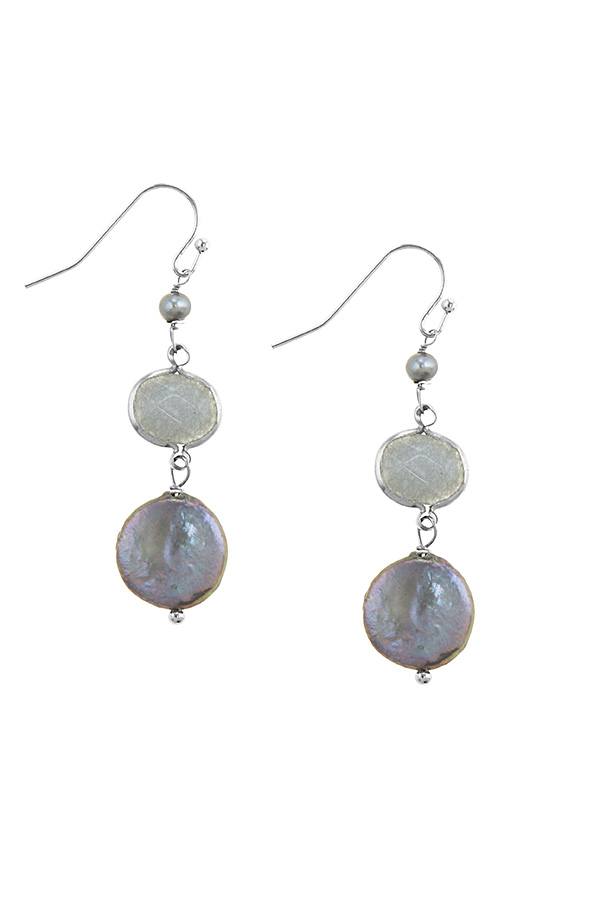 Mother of pearl accent disks drop earrings