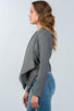 Ladies fashion charcoal irregular hem open front cardigan