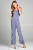 Ladies fashion tube top long wide leg rayon spandex jumpsuit