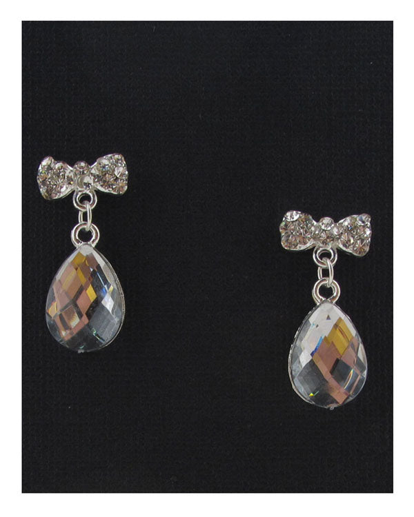 Bow rhinestone drop earrings