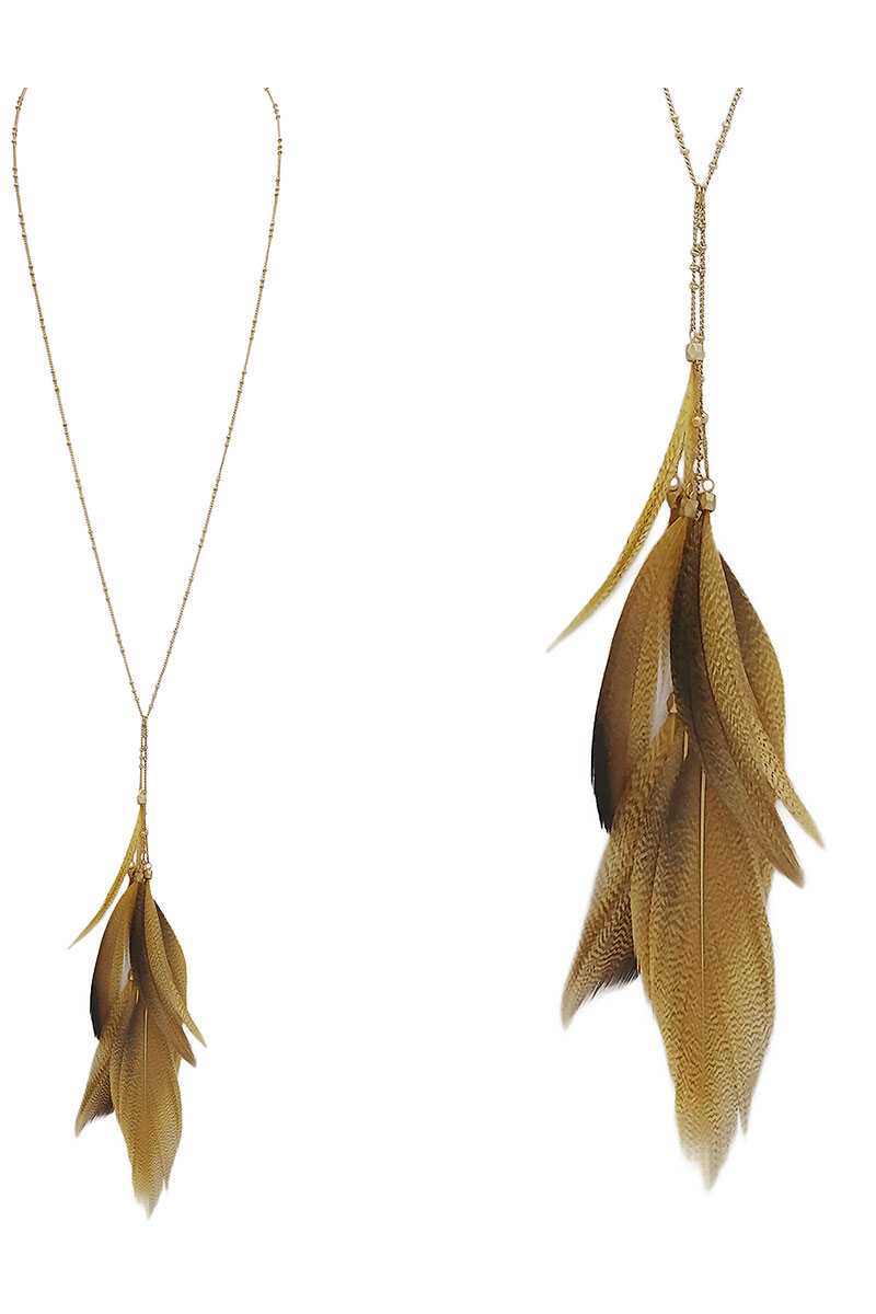 Feather pendant y shape necklace