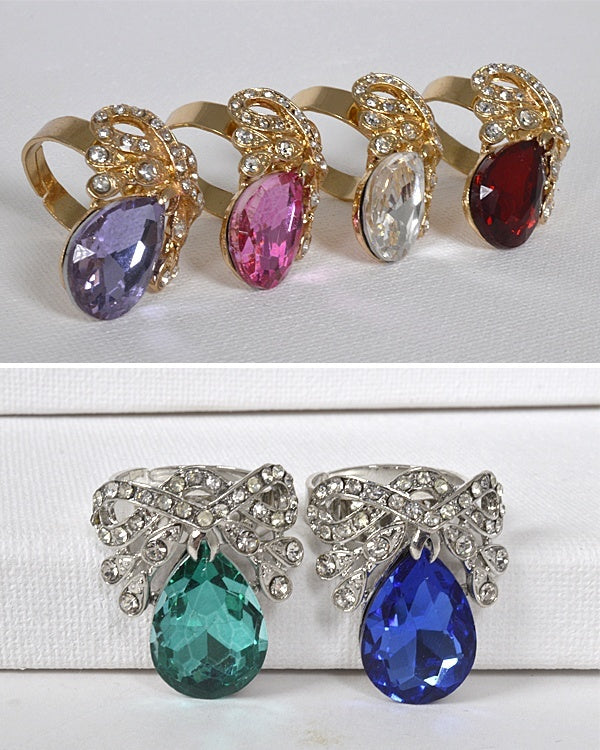 Crystal and Stone Studded Adjustable Ring