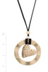 Hammered Circle Heart Shape Pendant Suede Necklace