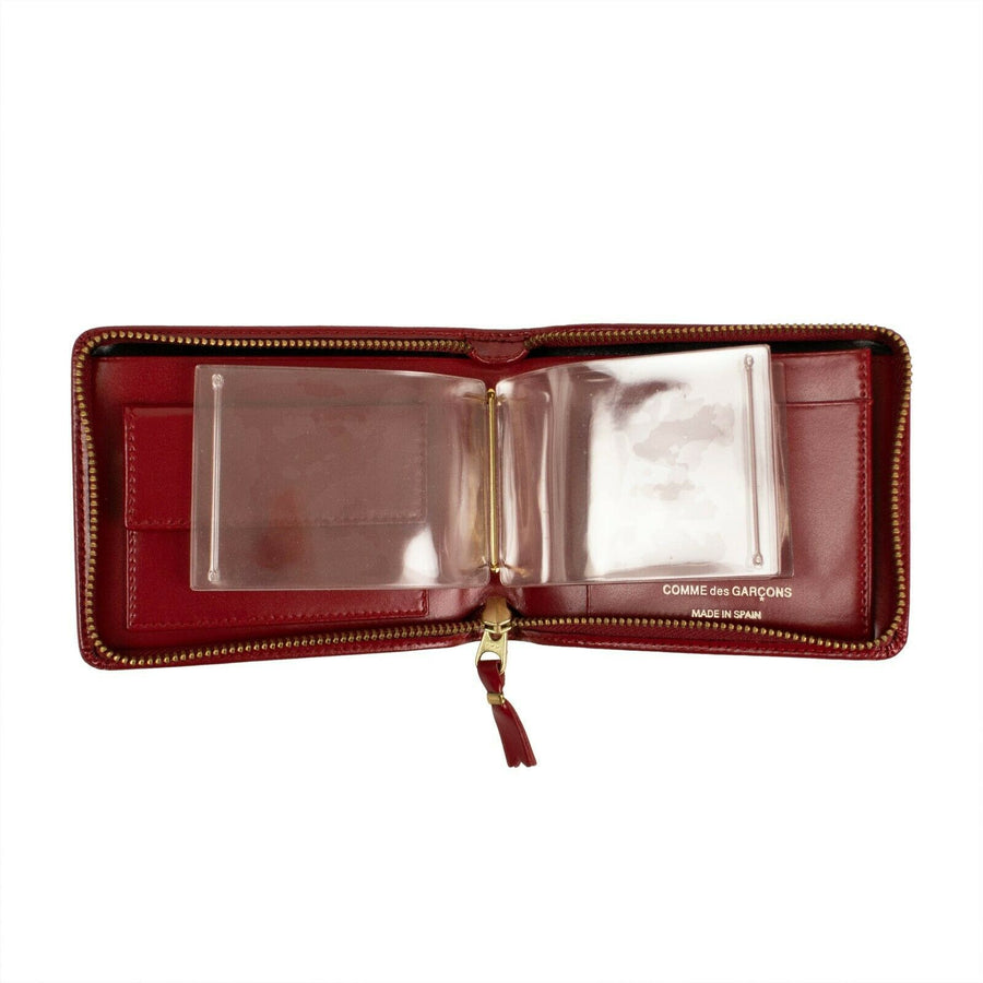 Leather Cardholder Zip Around Wallet - Red