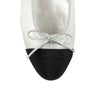 Laminated Goatskin And Grosgrain Ballet Flat - Silver / Black