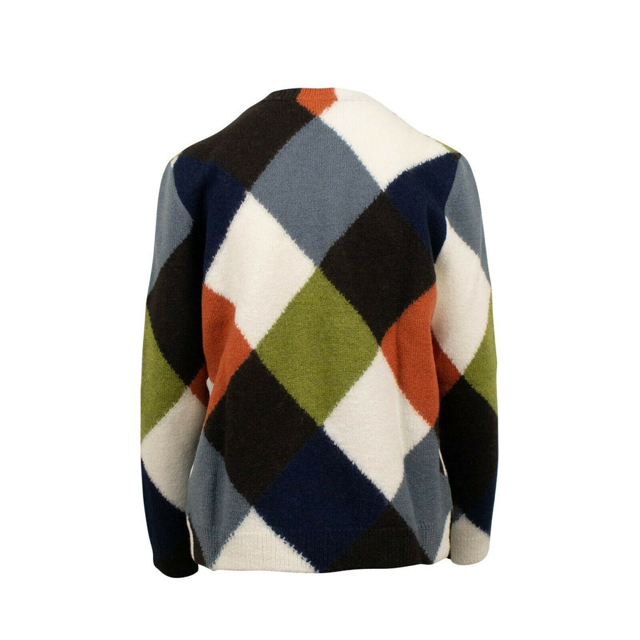 Checkered Wool Sweater Top - Multi