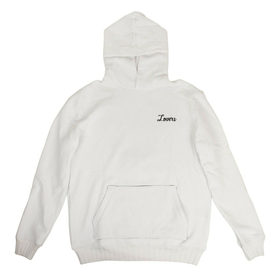 Cotton 'Lovers' Embroidered Hoodie Sweatshirt - White