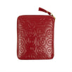 Leather Number Embossed Patchwork Square Wallet - Red