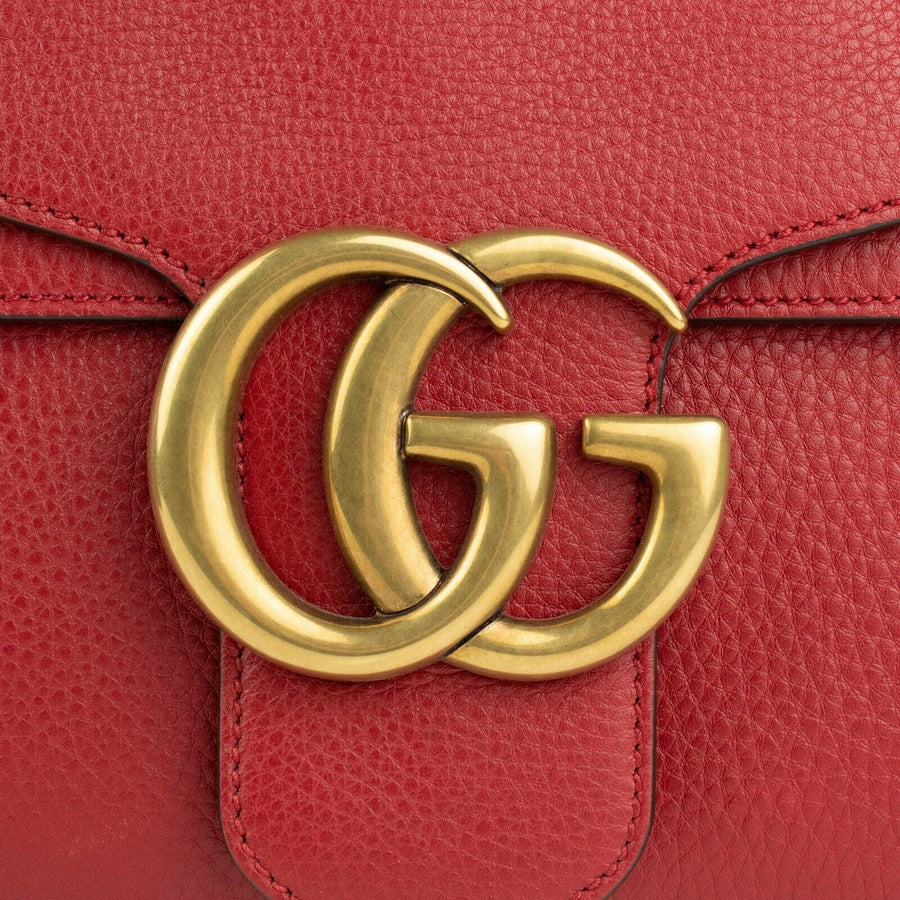 Leather Borsa GG Marmont Shoulder Bag - Red