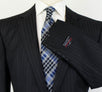 Drop 6 Striped Wool 1 Button Suit - Black