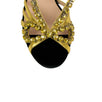 Women's Crystals Sandals Pumps - Black And Gold