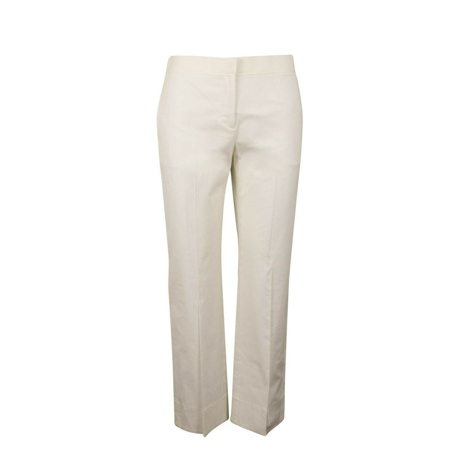 Cropped Cotton Blend Pants - Ivory