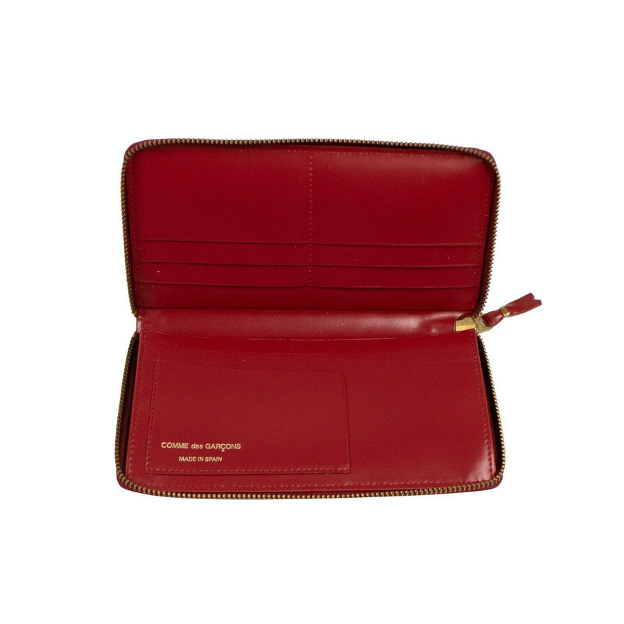 Leather Zip Around Wallet - Red