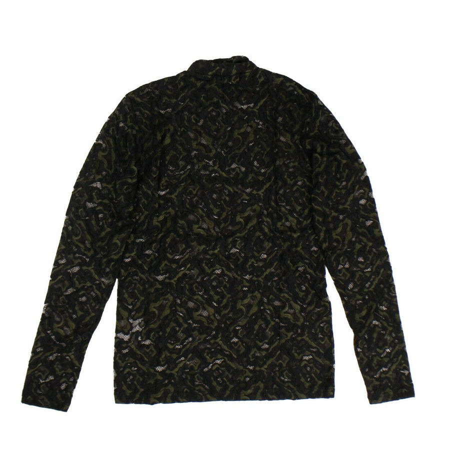 Lace Long Sleeve Turtleneck Shirt - Black / Green